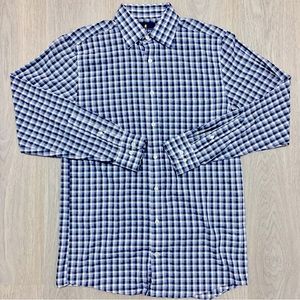 Stafford Performance Travel Mens Shirt 14.5 32-33 Plaid Button Up Long Sleeve